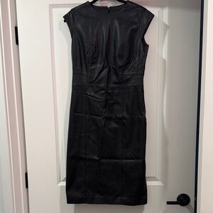 Ann Taylor black leather-look dress size 4